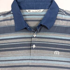 Travis Mathew Pima Cotton Blend Performance Striped Golf Polo Shirt: L